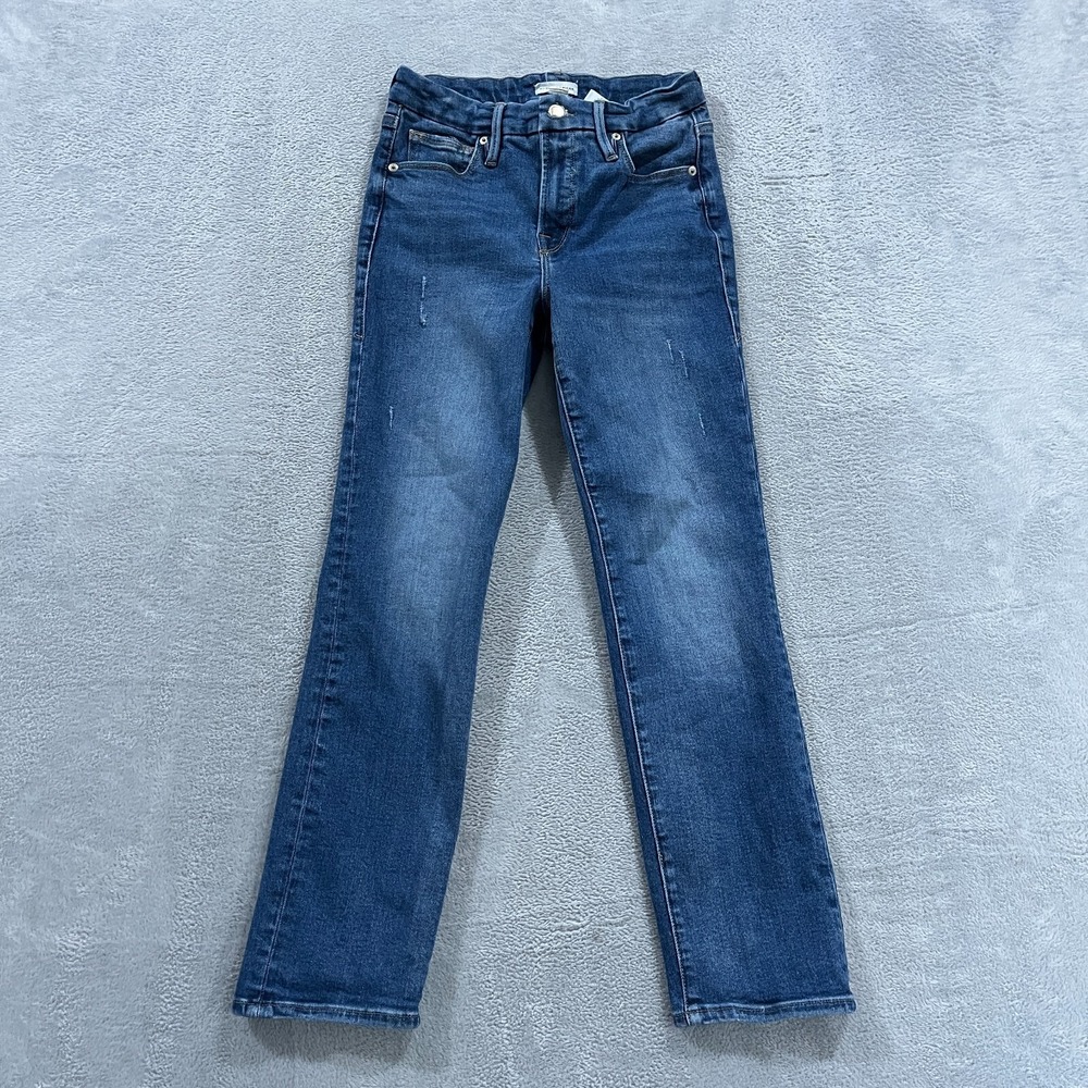 Good American Jeans 2/26 Good Legs‎ Straight Blue Distressed Stretch Y2K Western